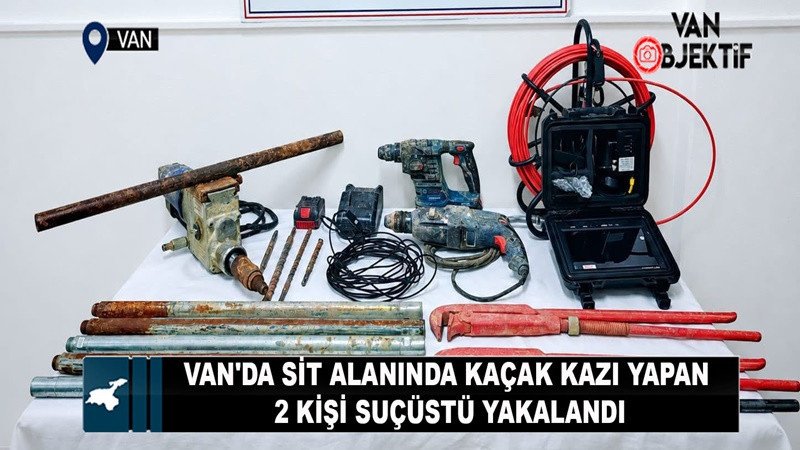 Van'da sit alanında kaçak kazı yapan 2 şüpheli suçüstü yakalandı